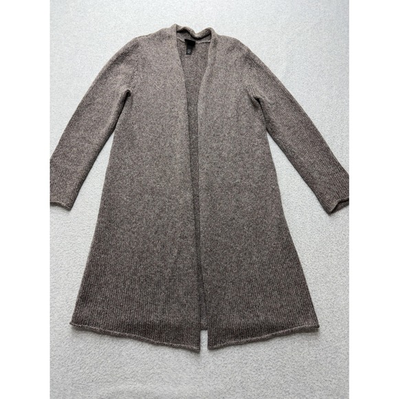 Eileen Fisher Cardigan Sweater Womens Petite Medium Brown Gray Open Front Duster - Picture 4 of 13